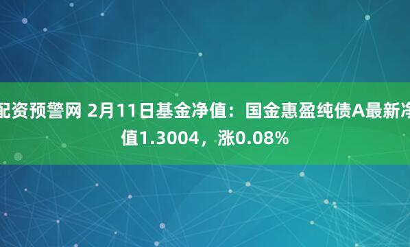 配资预警网 2月11日基金净值：国金惠盈纯债A最新净值1.3004，涨0.08%