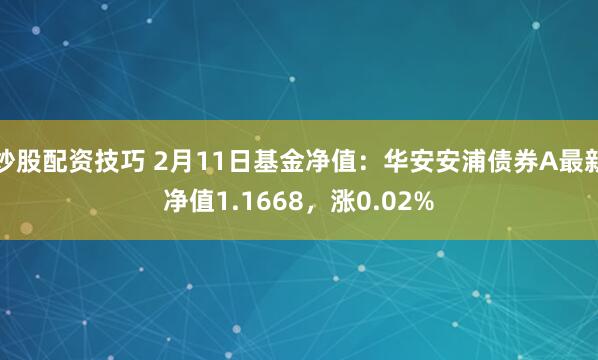 炒股配资技巧 2月11日基金净值：华安安浦债券A最新净值1.1668，涨0.02%