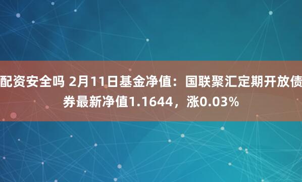 配资安全吗 2月11日基金净值：国联聚汇定期开放债券最新净值1.1644，涨0.03%