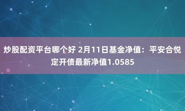 炒股配资平台哪个好 2月11日基金净值：平安合悦定开债最新净值1.0585