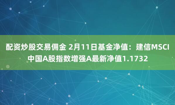 配资炒股交易佣金 2月11日基金净值：建信MSCI中国A股指数增强A最新净值1.1732