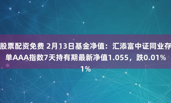 股票配资免费 2月13日基金净值：汇添富中证同业存单AAA指数7天持有期最新净值1.055，跌0.01%