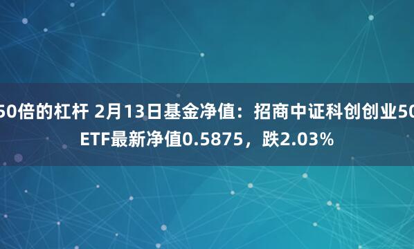 50倍的杠杆 2月13日基金净值：招商中证科创创业50ETF最新净值0.5875，跌2.03%