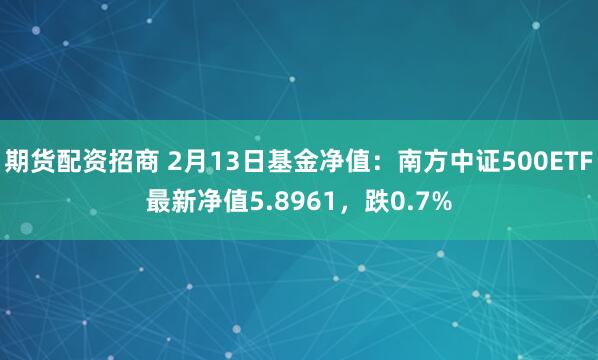 期货配资招商 2月13日基金净值：南方中证500ETF最新净值5.8961，跌0.7%