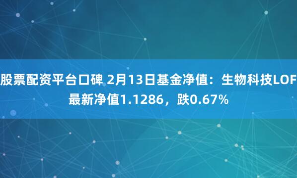 股票配资平台口碑 2月13日基金净值：生物科技LOF最新净值1.1286，跌0.67%