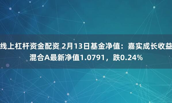 线上杠杆资金配资 2月13日基金净值：嘉实成长收益混合A最新净值1.0791，跌0.24%