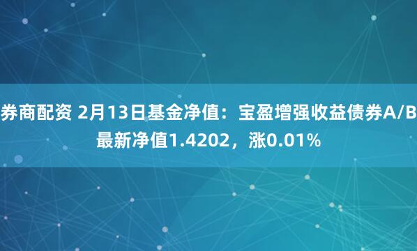 券商配资 2月13日基金净值：宝盈增强收益债券A/B最新净值1.4202，涨0.01%