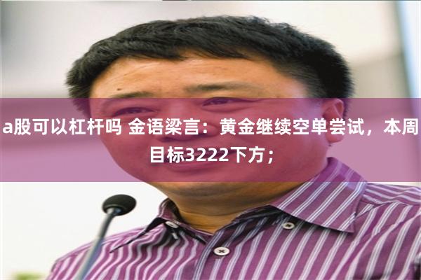 a股可以杠杆吗 金语梁言：黄金继续空单尝试，本周目标3222下方；