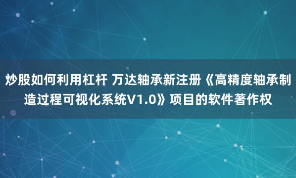 炒股如何利用杠杆 万达轴承新注册《高精度轴承制造过程可视化系统V1.0》项目的软件著作权